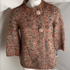 Susan Bristol multicolor knit three quarter sleeve cardigan sweater